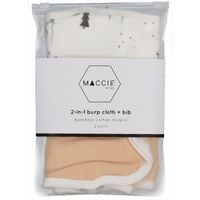 Maccie 2-in-1 Burp Cloth + Bib - Scandi Animals / Beige 
